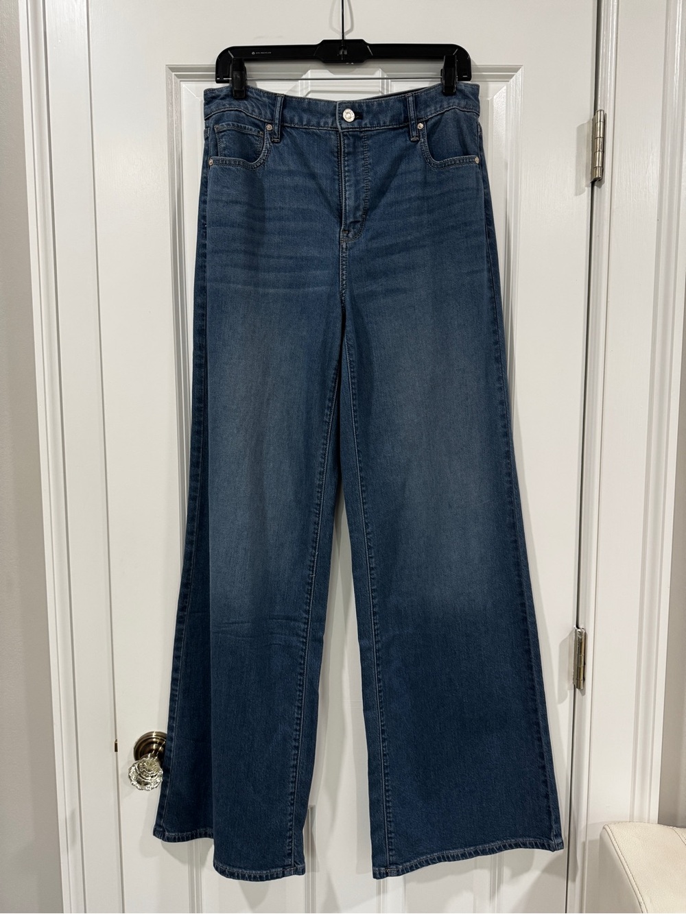 White House Black Market Wide-Leg Jeans in Dark Blue Denim